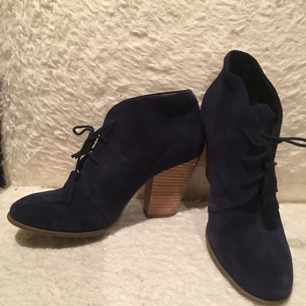 Sole Society Blue Suede Lace up Booties